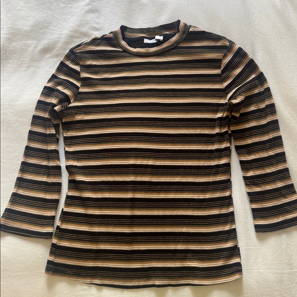 Zara Multicolor Striped Knit Top, Size Medium